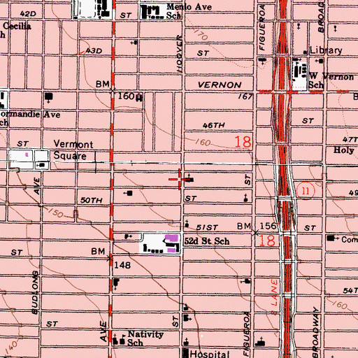 Topographic Map of Fortyeighth Street Park, CA