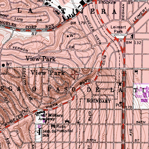 Topographic Map of Monteith Park, CA