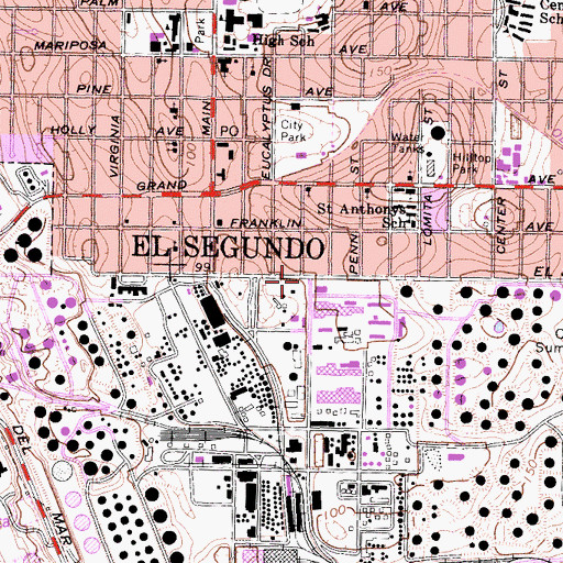 Topographic Map of New Mount Calvary Missionary Baptist Church, CA