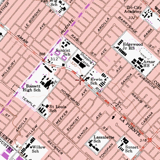 Topographic Map of Nueva Vista Continuation High School, CA