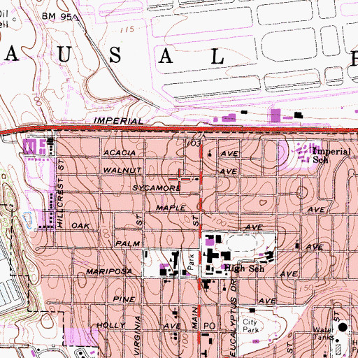 Topographic Map of Pacific Baptist Church, CA