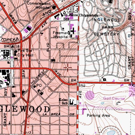 Topographic Map of Queen Park, CA