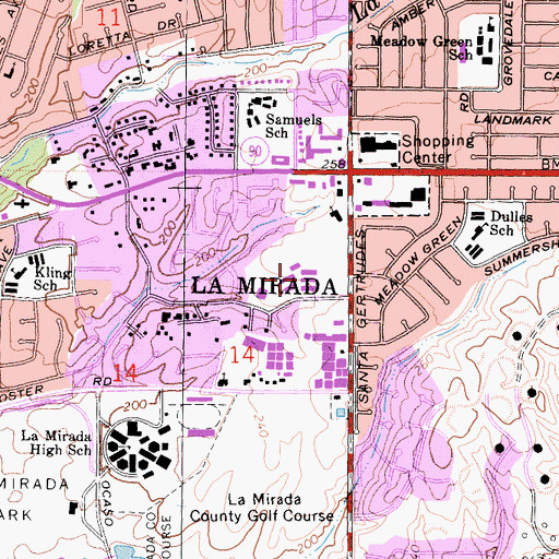 Topographic Map of Reginald M Benton Middle School, CA