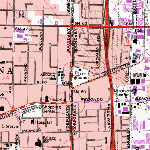 Topographic Map of Rosecrans Recreation Center, CA
