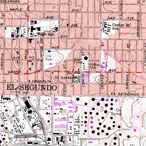 Topographic Map of Saint Anthonys Roman Catholic Church, CA