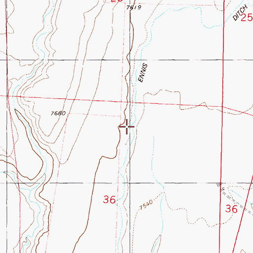 Topographic Map of Ennis Ditch, CO