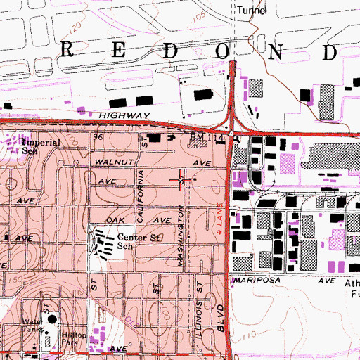 Topographic Map of Saint Johns Lutheran Child Development Center, CA