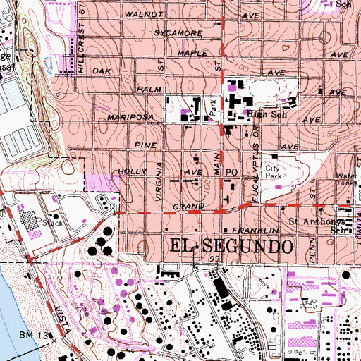 Topographic Map of Saint Michaels Episcopal Church, CA