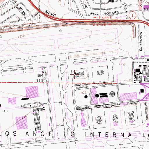 Topographic Map of Terminal 3, CA