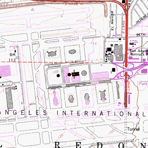 Topographic Map of Tom Bradley International Terminal, CA