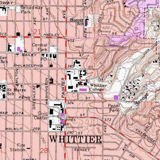 Topographic Map of Wardman Hall, CA