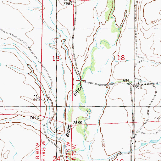 Topographic Map of Waste Creek, CO
