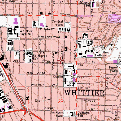 Topographic Map of William Penn School (historical), CA