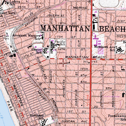 Topographic Map of First Lutheran Church, CA