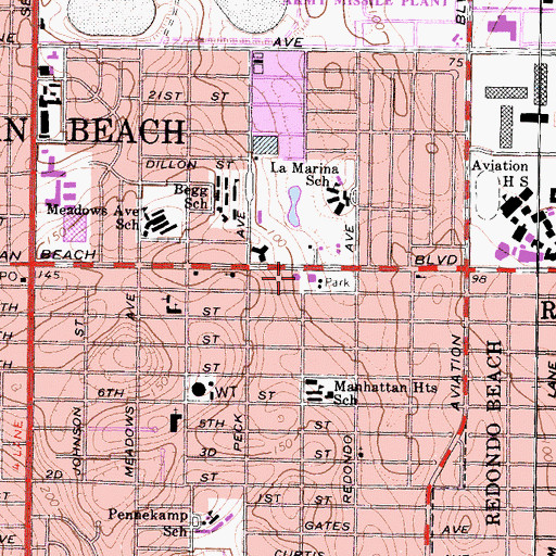 Topographic Map of Manhattan Heights Library, CA