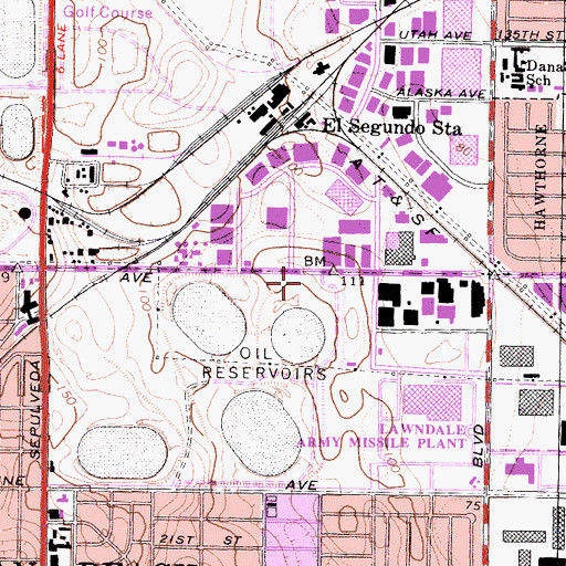 Topographic Map of Manhattan Marketplace Shopping Center, CA