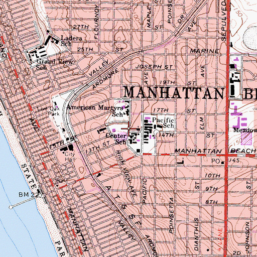 Topographic Map of Pacific Christian Center, CA