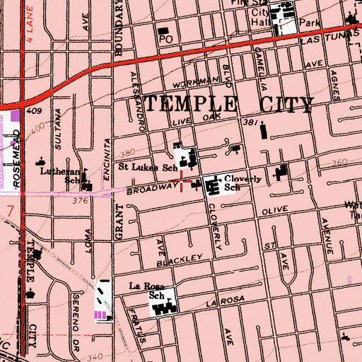 Topographic Map of Reorganized Church of Jesus Christ of Latter Day Saints, CA