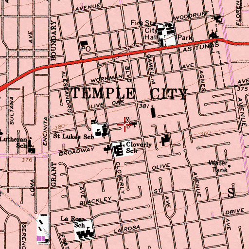 Topographic Map of San Gabriel Valley Chinese Alliance Church, CA