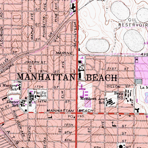 Topographic Map of Sepulveda Shopping Center, CA