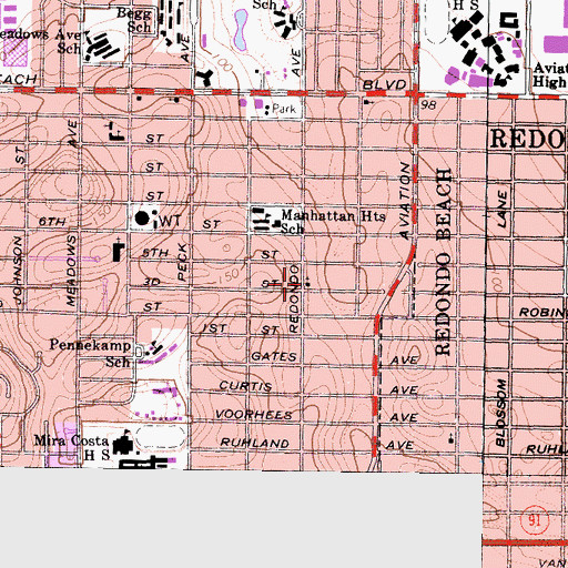 Topographic Map of South Bay Chinese Alliance Church, CA