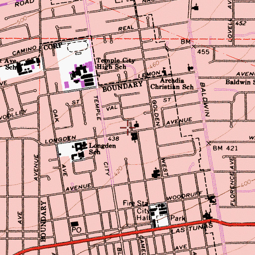 Topographic Map of Temple Beth David, CA