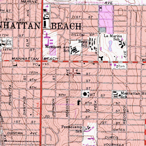 Topographic Map of Trinity Lutheran Church, CA