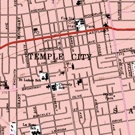 Topographic Map of Westminister Presbyterian Church, CA