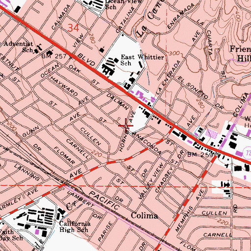 Topographic Map of Anaconda Park, CA