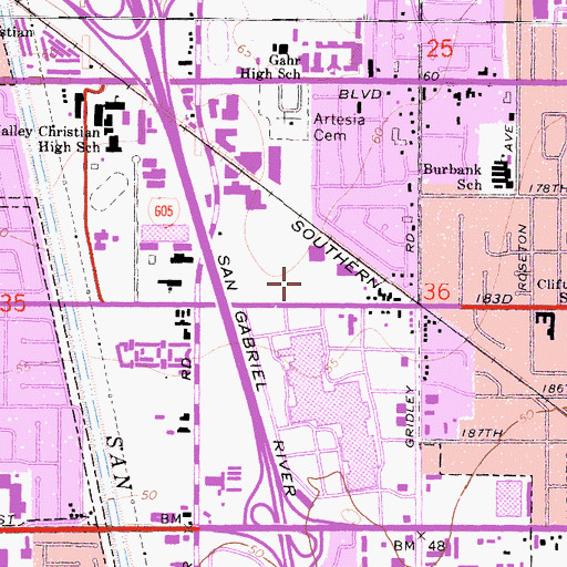 Topographic Map of Best Plaza Shopping Center, CA