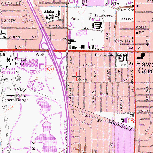 Topographic Map of Clarkdale Park, CA