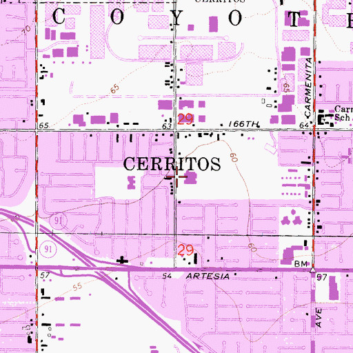 Topographic Map of Gretchen Whitney High School, CA