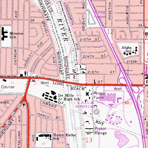 Topographic Map of Lakewood Equestrian Center, CA