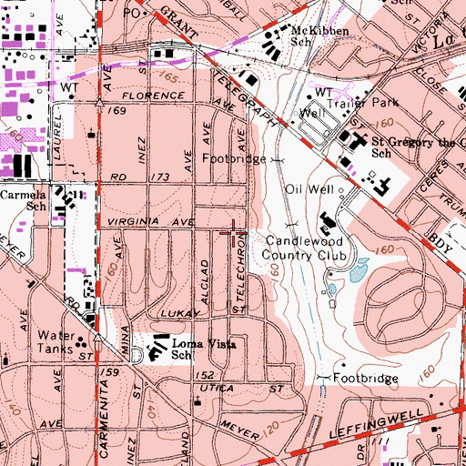 Topographic Map of Telechron Elementary School, CA