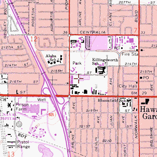Topographic Map of Gardens Regional Hospital and Medical Center, CA