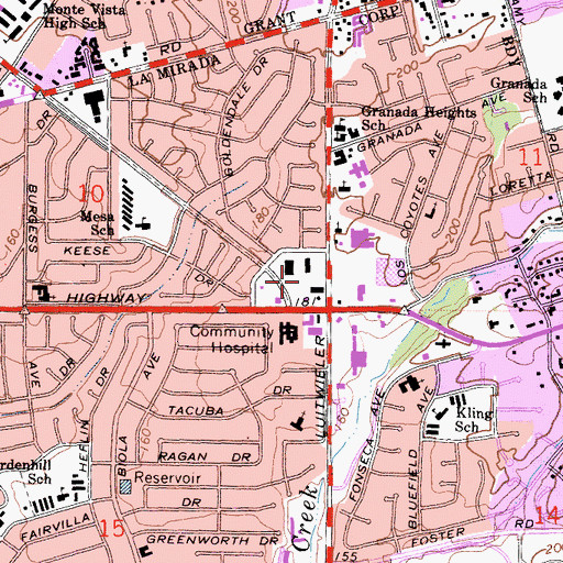 Topographic Map of Crossroad Shopping Center, CA