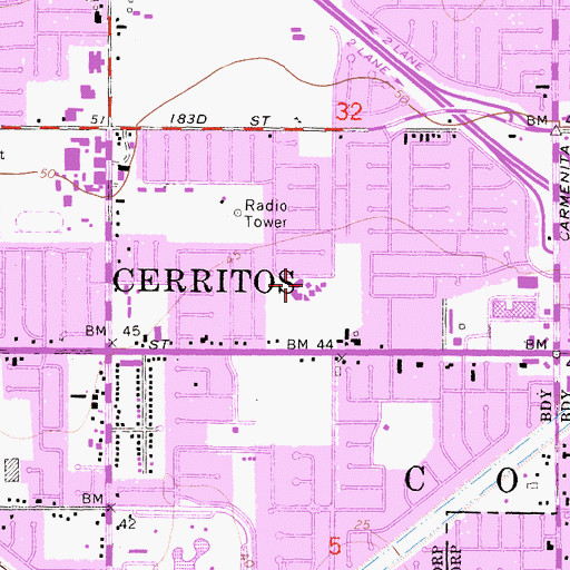 Topographic Map of Frank C Leal Elementary School, CA