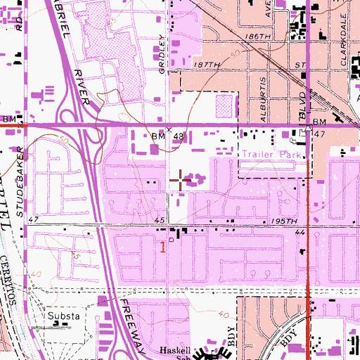 Topographic Map of Mary Bragg Elementary School, CA