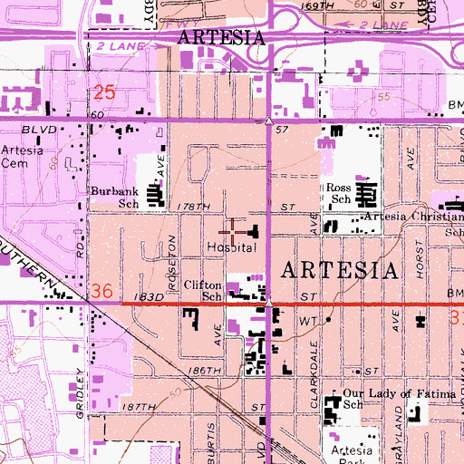Topographic Map of Pioneer Hospital (historical), CA