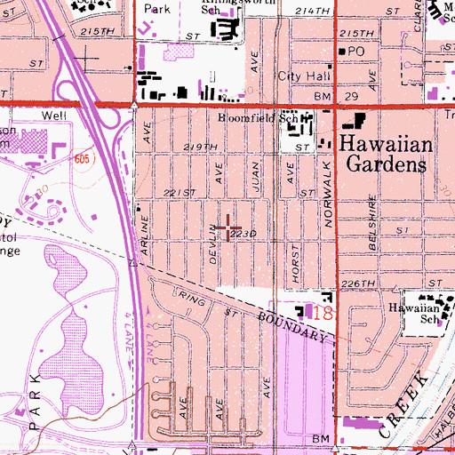 Topographic Map of Venn W Furgeson Elementary Magnet School, CA