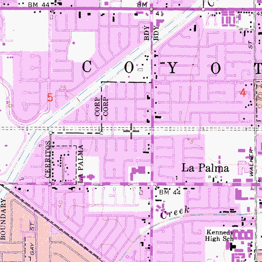 Topographic Map of El Rancho Verde Park, CA