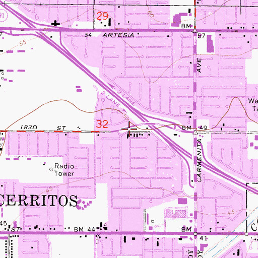 Topographic Map of Brookhaven Park, CA
