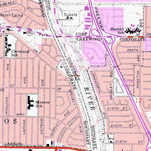 Topographic Map of Rynerson Park, CA