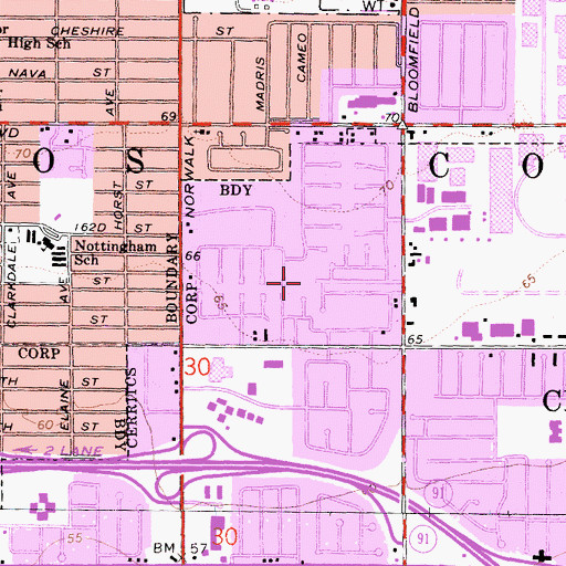 Topographic Map of Satellite Park, CA