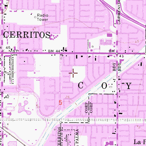 Topographic Map of Sunshine Park, CA