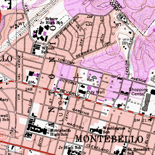 Topographic Map of Acuna Park, CA