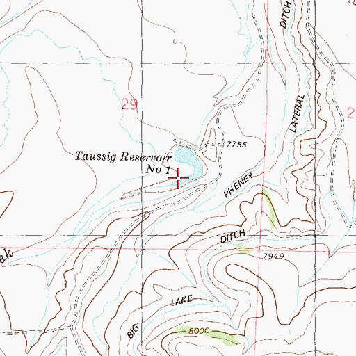Topographic Map of Taussig Reservoir Number 1, CO