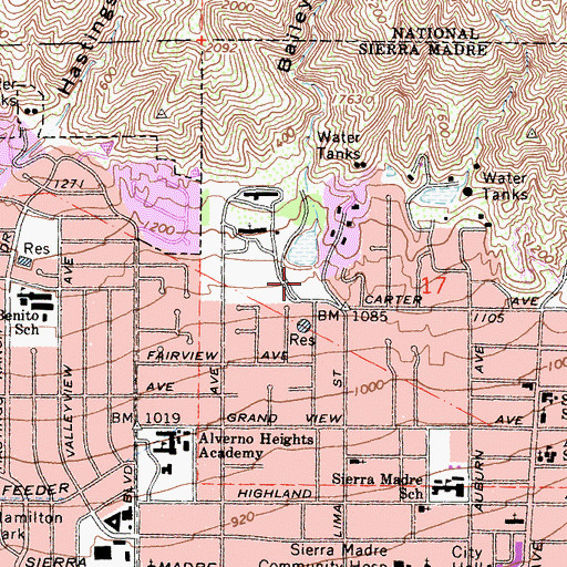Topographic Map of Bailey Canyon Park, CA