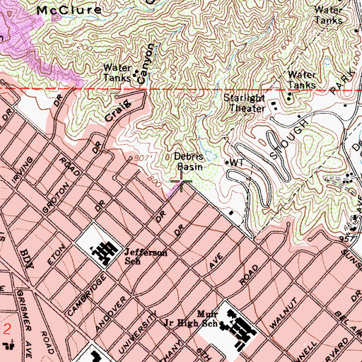 Topographic Map of Bel Aire Park, CA