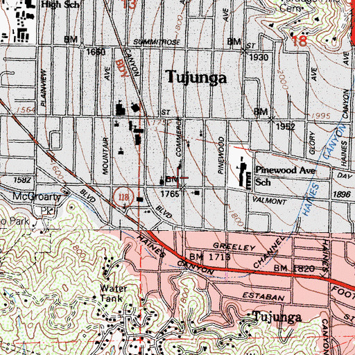 Topographic Map of Bolton Hall, CA